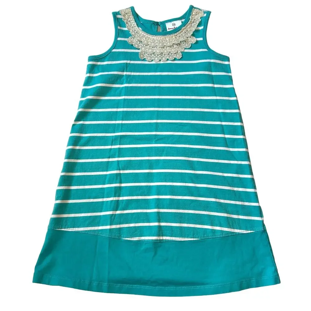 Hanna Andersson Teal Striped Dress 130